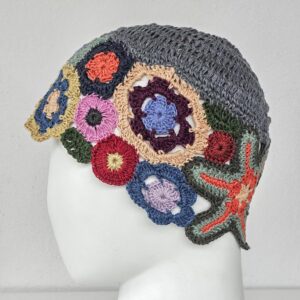 Ručno heklana lanena kapa "Morska Zvijezda"